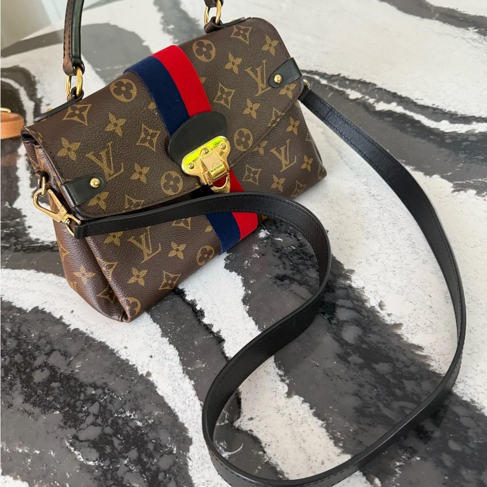 Louis Vuitton Georges Monogram BB Tote with Red and Blue Stripe with Top Handle - Picture 14 of 14